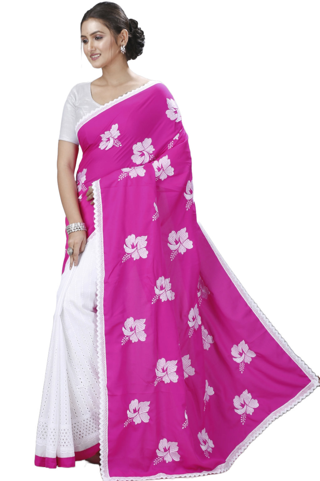 Pink White Pure Cotton Teru Hand Loom Saree (1258)